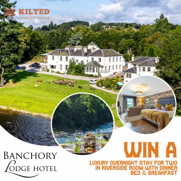 The Beautiful Banchory Lodge - Luxury Overnight Stay For Two In Riverside Room with Dinner Bed & Breakfast