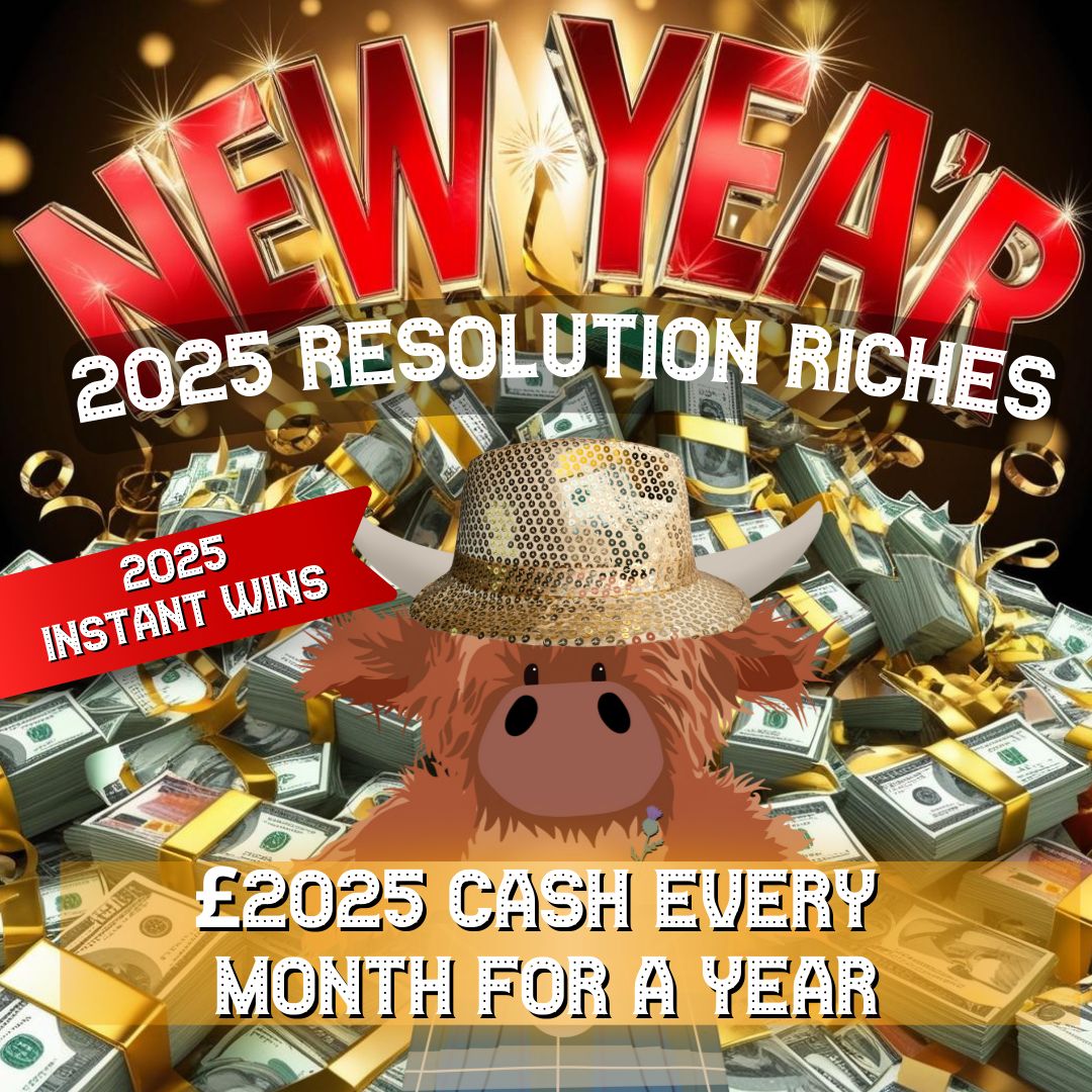 Win £2,025 Cash Every Month For 2025 PLUS 2025 Instant wins to find