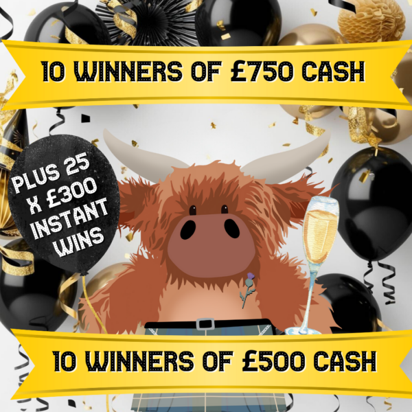 10 WINNERS OF £750 Cash + 10 Winners of £500  Cash PLUS 25 x £300 Lucky Instant Wins To Find
