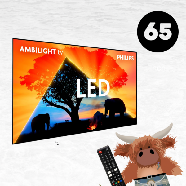 2024 Philips 65" LED HDR 4K Ultra HD Smart TV, 65 inch with Freeview Play, Ambilight & Dolby Atmos, Black