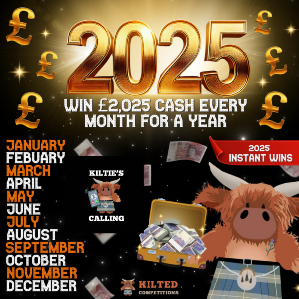 Win £2,025 Cash Every Month For 2025 PLUS 2025 Instant wins to find!