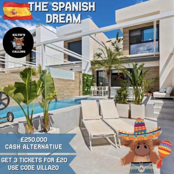 THE SPANISH DREAM - Win a Modern 4 Bed Villa in Spain or £250,000 Cash Alternative  - Get 3 Tickets for £20, USE CODE VILLA20