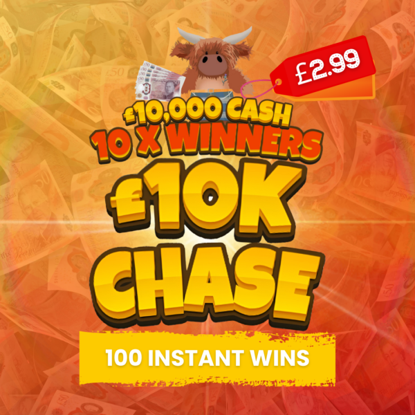 10 Winners of £10,000 Cash + 100 instant wins up for grabs!