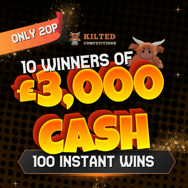 £60,000 Prize Pot - 10 WINNERS of £3,000 Cash + 100 Lucky Epic Instant Wins - Only 20p