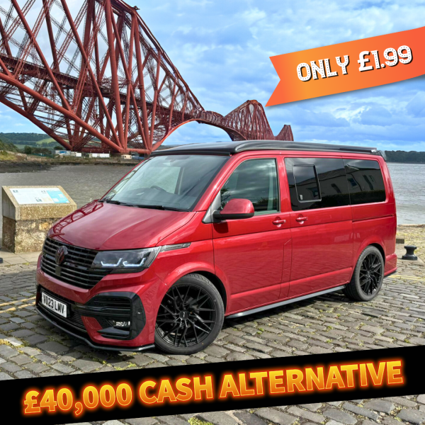 Win this Stunning Spec 2023 VW DSG Transporter Campervan Or £40,000 Cash for Only £1.99