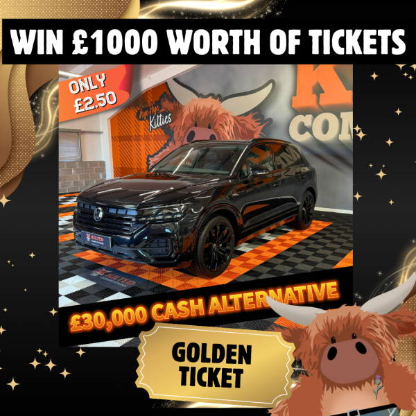 Golden Ticket WIN £1,000 Worth of Tickets into the VW Touareg or £30,000 CASH Main Draw