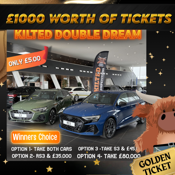 Golden Ticket WIN £1,000 Worth of Tickets into the Audi Double Dream or £80,000 CASH Main Draw