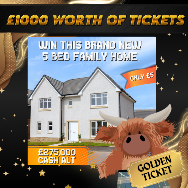 Golden Ticket WIN £1,000 Worth of Tickets into the 5 Bedroom House or Life Changing £275,000 CASH Main Draw #2
