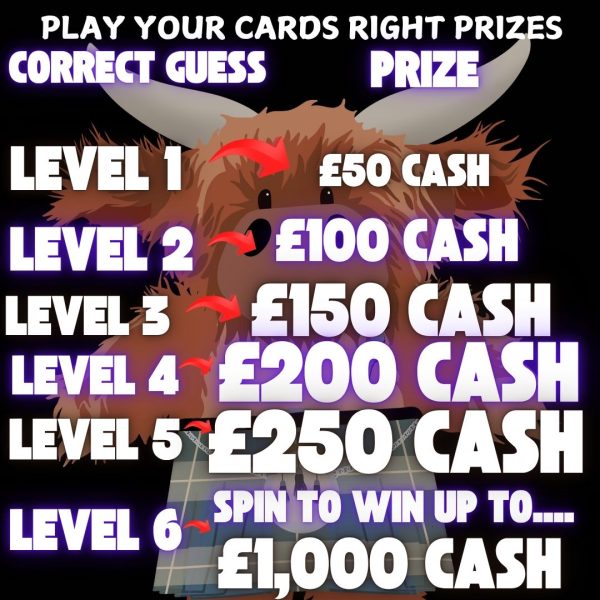 Bonus comp Free To Enter - Play Your Kilted Cards Right Game  - Win up to £1,000 Cash (Must have an entry for the Audi A3 or £20K cash draw to enter the free bonus comp) - Image 2
