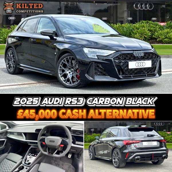 WIN This 2025 Audi RS3 Carbon Black – or £45,000 CASH – for Just £5!
