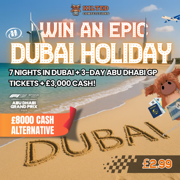 Paradise In Dubai Family of Four - 7 Nights Half Board 5* Hilton Dubai Palm Jumeirah PLUS £3,000 Spending Money Plus 3 day Marina Grand stand tickets F1 Abu Dhabi