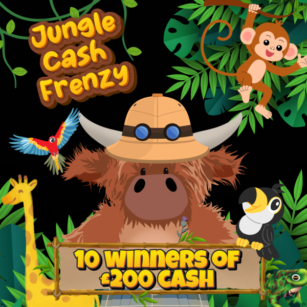 Jungle Cash Frenzy 10 Winners of £200 Quick Cash - Plus 40 Awesome INSTANT WINS!