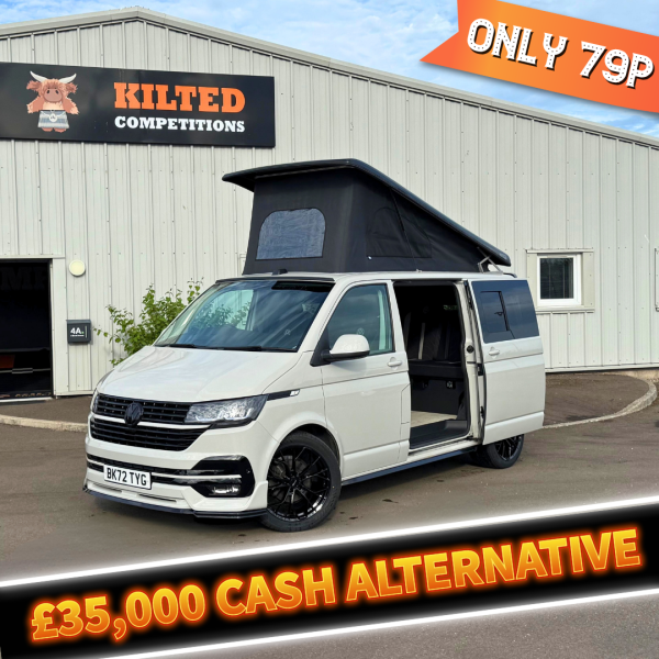 Win this Stunning Spec 2022 Ascot Grey VW Transporter Campervan Or £35,000 Cash for Only 79p
