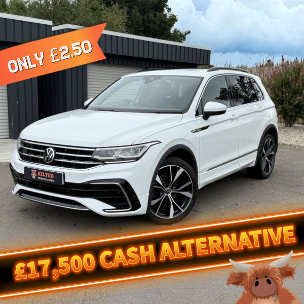 Win this Stunning 2021 VW Tiguan R-Line 1.5 TSI DSG Auto Or £17,500 Cash for £2.50