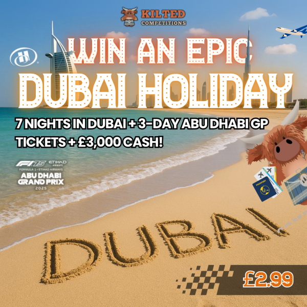 Paradise In Dubai Family of Four - 7 Nights Half Board 5* Hilton Dubai Palm Jumeirah PLUS £3,000 Spending Money Plus 3 day Marina Grand stand tickets F1 Abu Dhabi