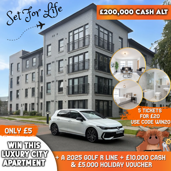 Set For Life - WIN a Fully Furnished City Centre Apartment Complete With Car, Holiday & £10,000 CASH