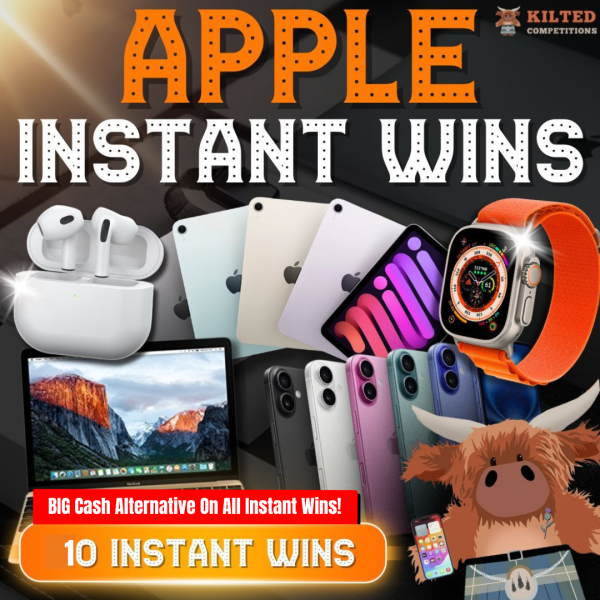 10 Awesome Apple Instant Wins + a £500 cash end prize