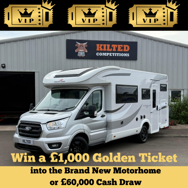 Win a £1,000 Golden Ticket into the Brand New Motorhome Or £60,000 Cash Draw #2