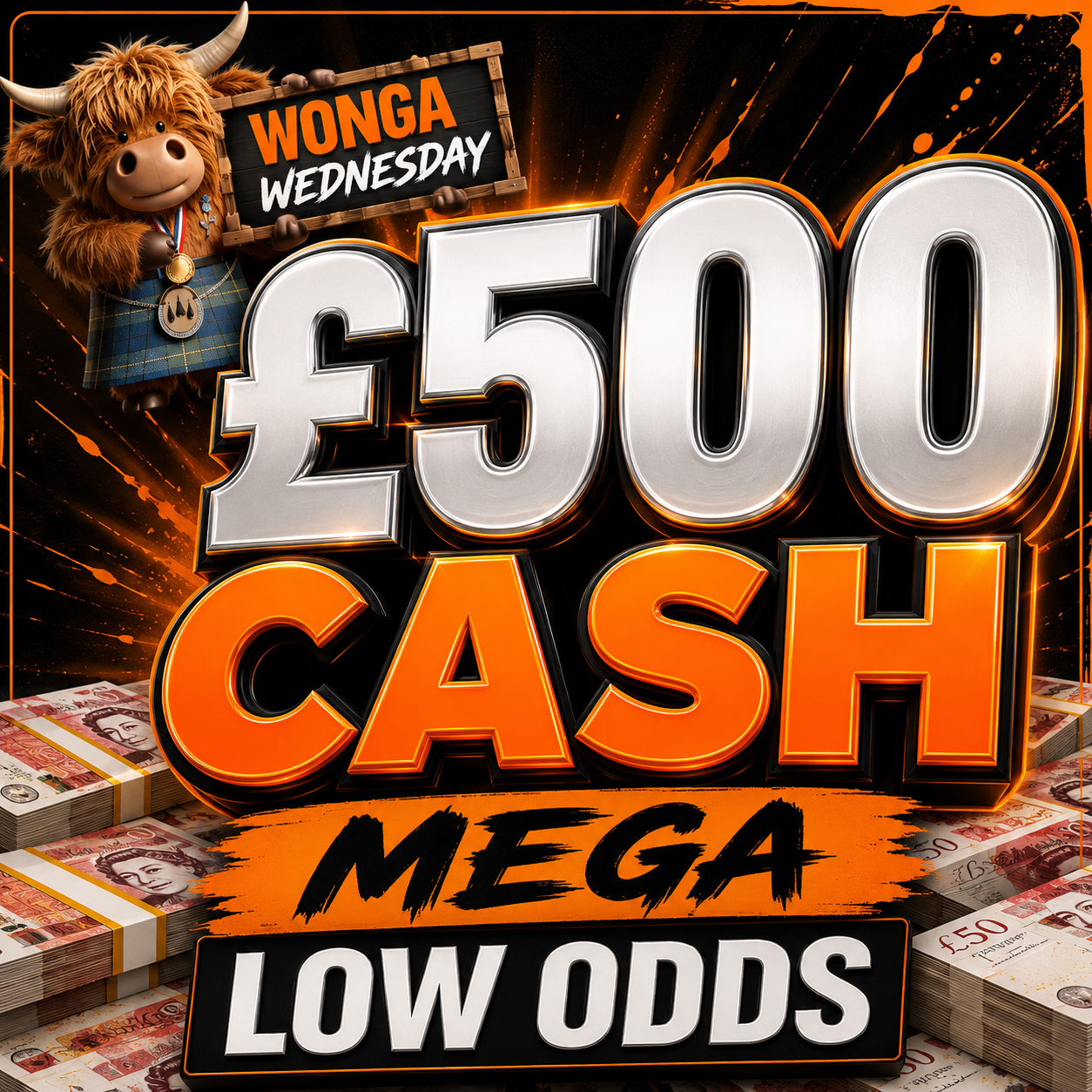 MEGA LOW ODDS – Wonga Wednesday Win £500 CASH
