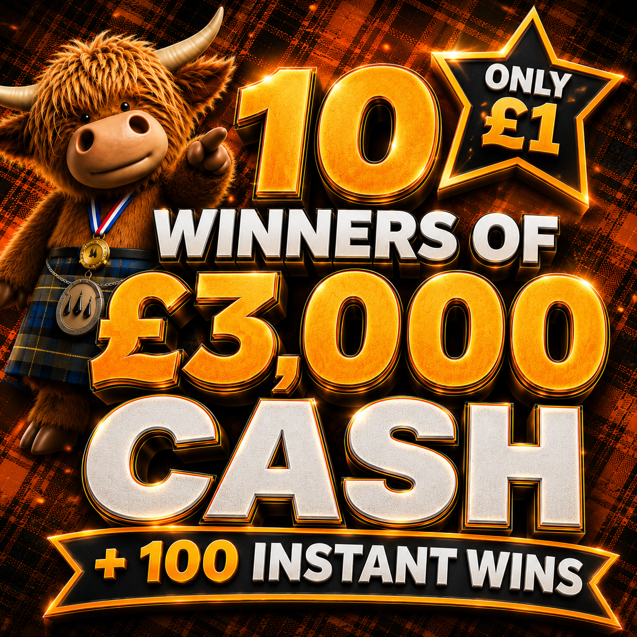 £60,000 Prize Pot – 10 WINNERS of £3,000 Plus 100 Lucky Instant Wins