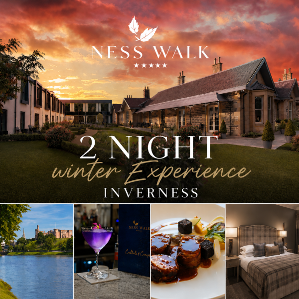 Two Nights of 5*Luxury & Relaxation Complete with Champagne & Dinner at the Ness Walk- Inverness