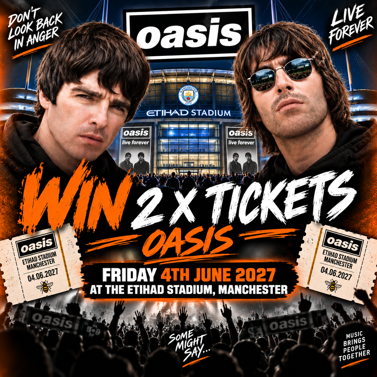 WIN 2 x Oasis Tickets – Etihad, Manchester!